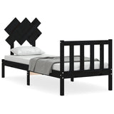 vidaXL Bedframe met hoofdbord massief hout zwart