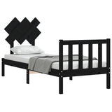 vidaXL Bedframe met hoofdbord massief hout zwart