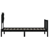 vidaXL Bedframe met hoofdbord massief hout zwart