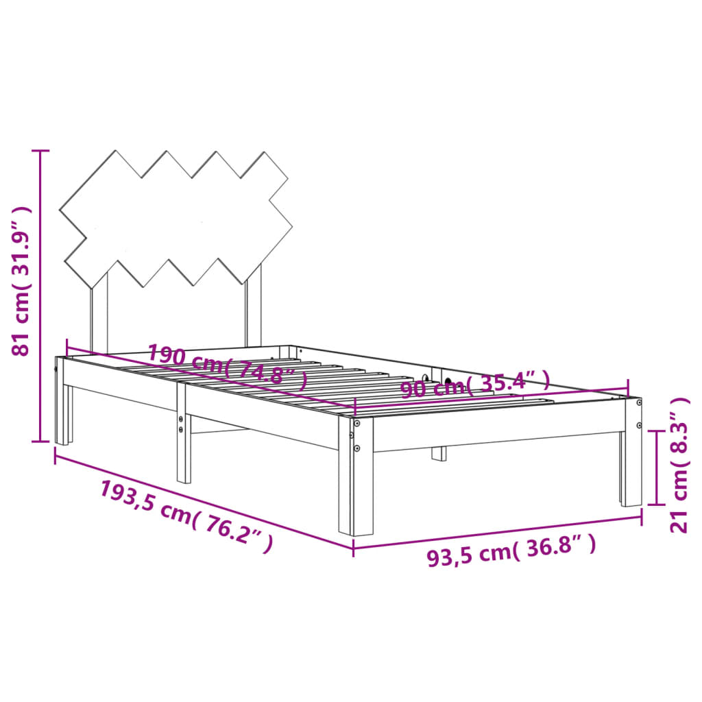 vidaXL Bed Frame with Headboard Solid Wood