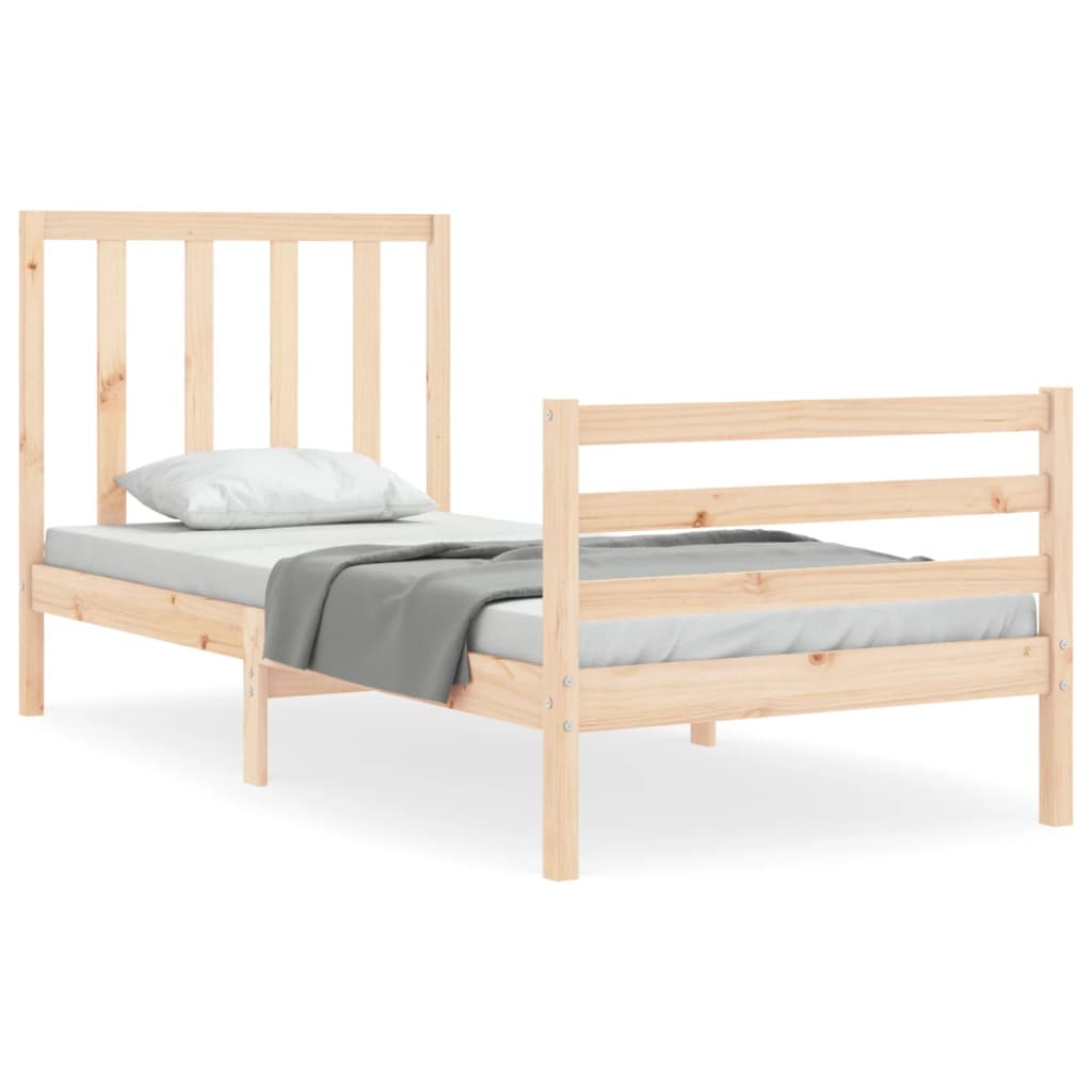 vidaXL Bed Frame with Headboard Solid Wood
