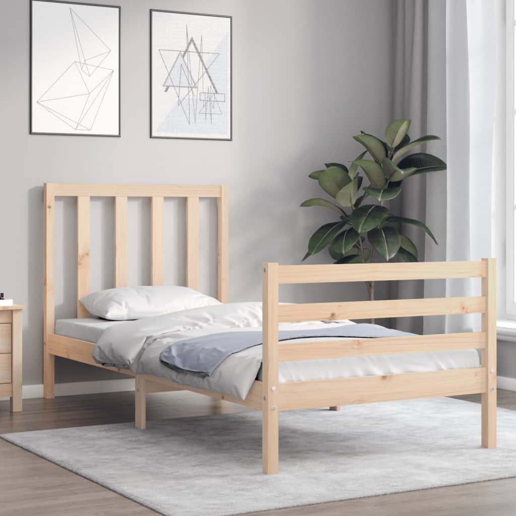 vidaXL Bed Frame with Headboard Solid Wood