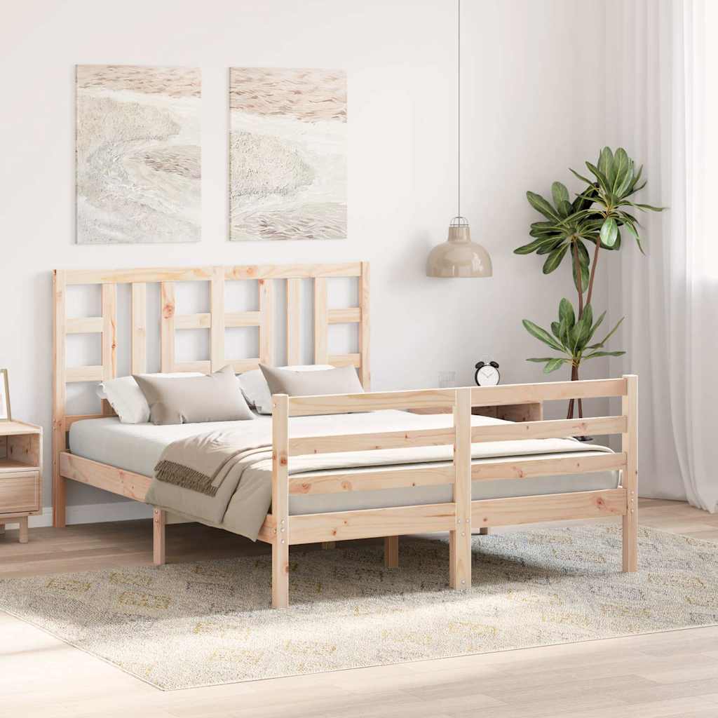 vidaXL Bedframe met hoofdbord massief hout