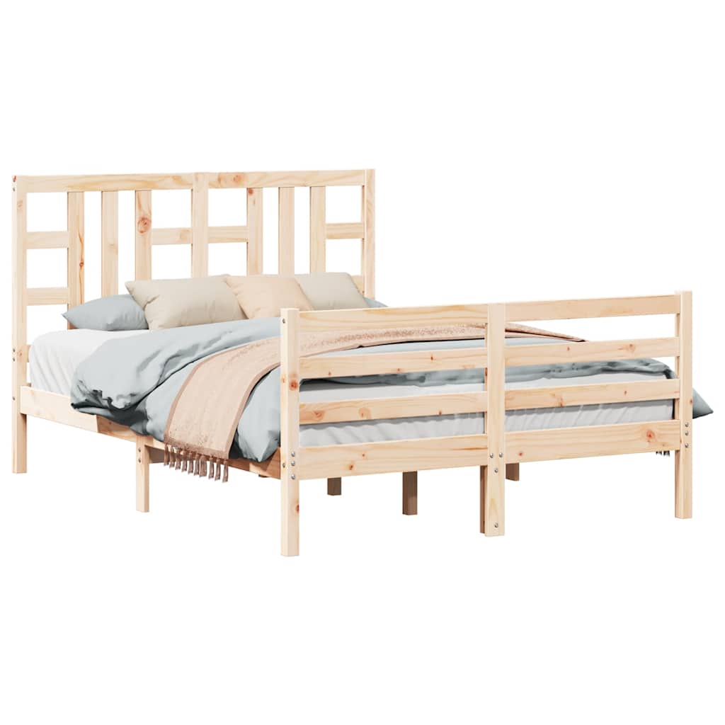 vidaXL Bedframe met hoofdbord massief hout