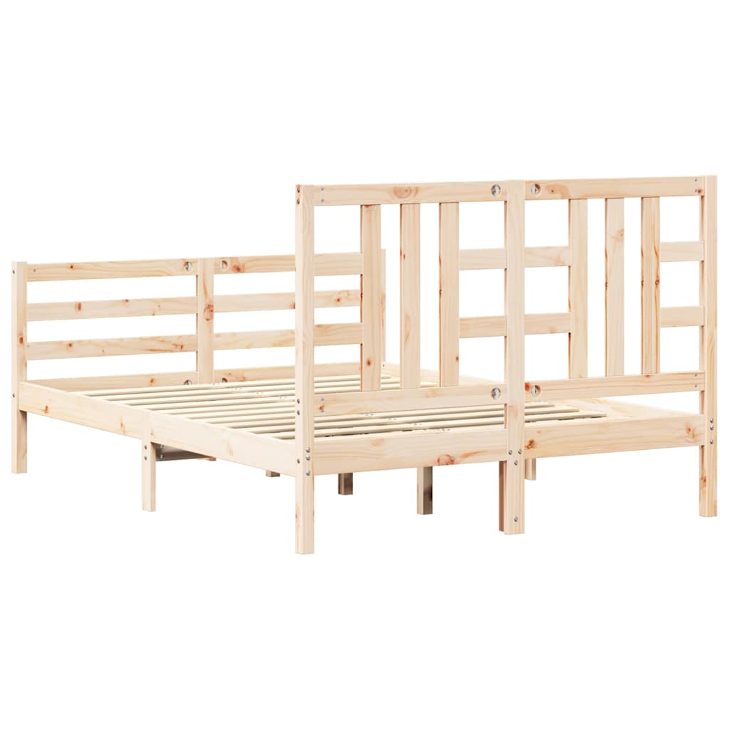 vidaXL Bedframe met hoofdbord massief hout