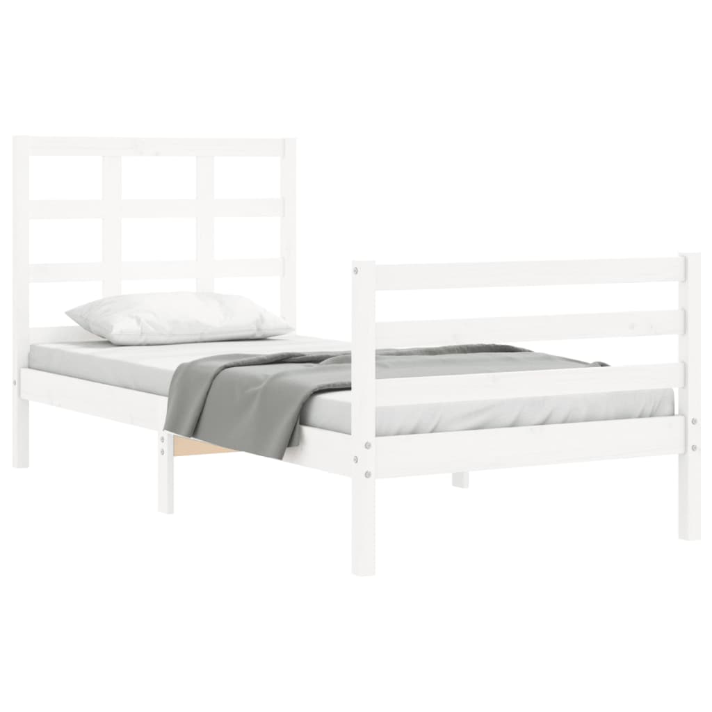 vidaXL Cadre de lit avec sabot massif sans blanc