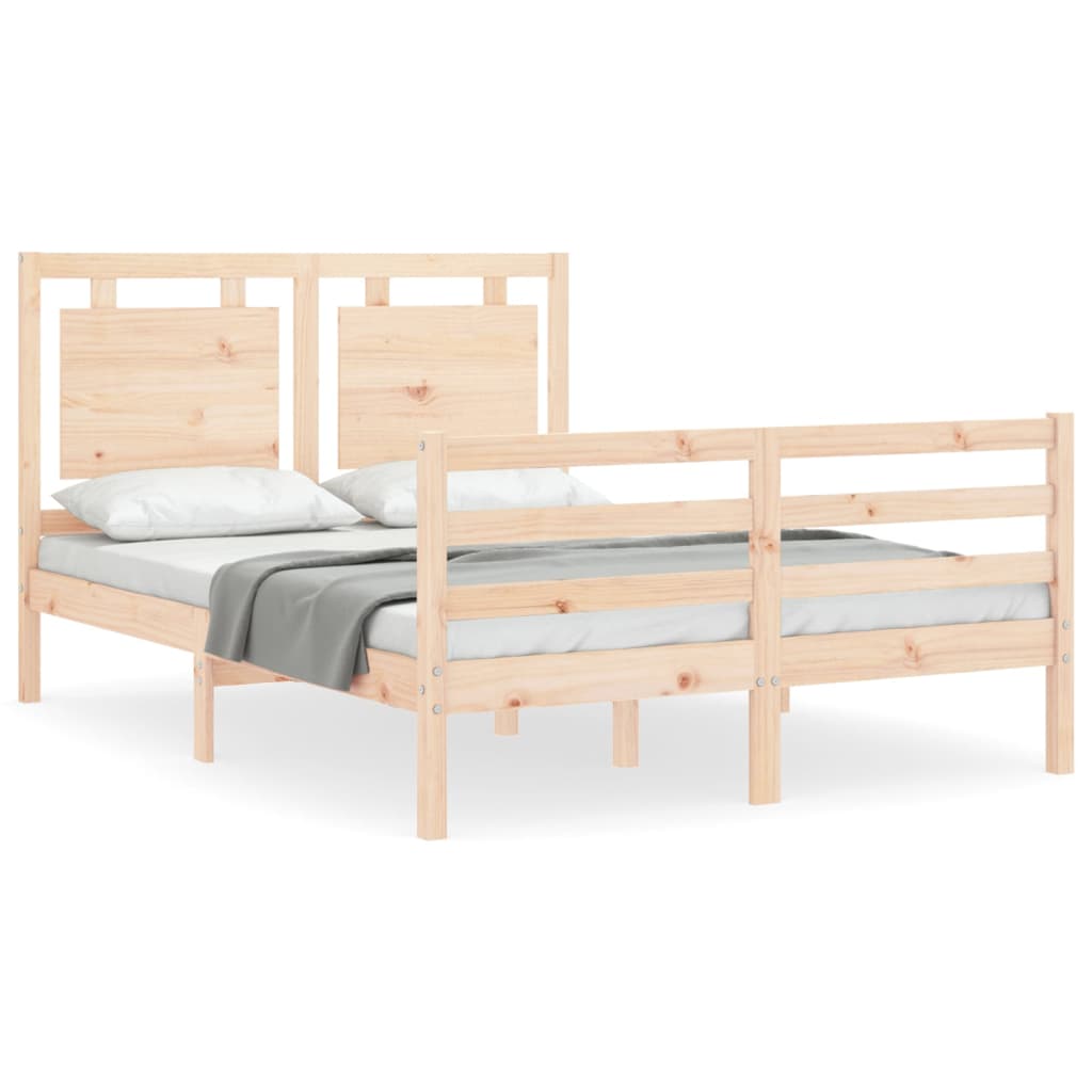 vidaXL Bed Frame with Headboard Solid Wood
