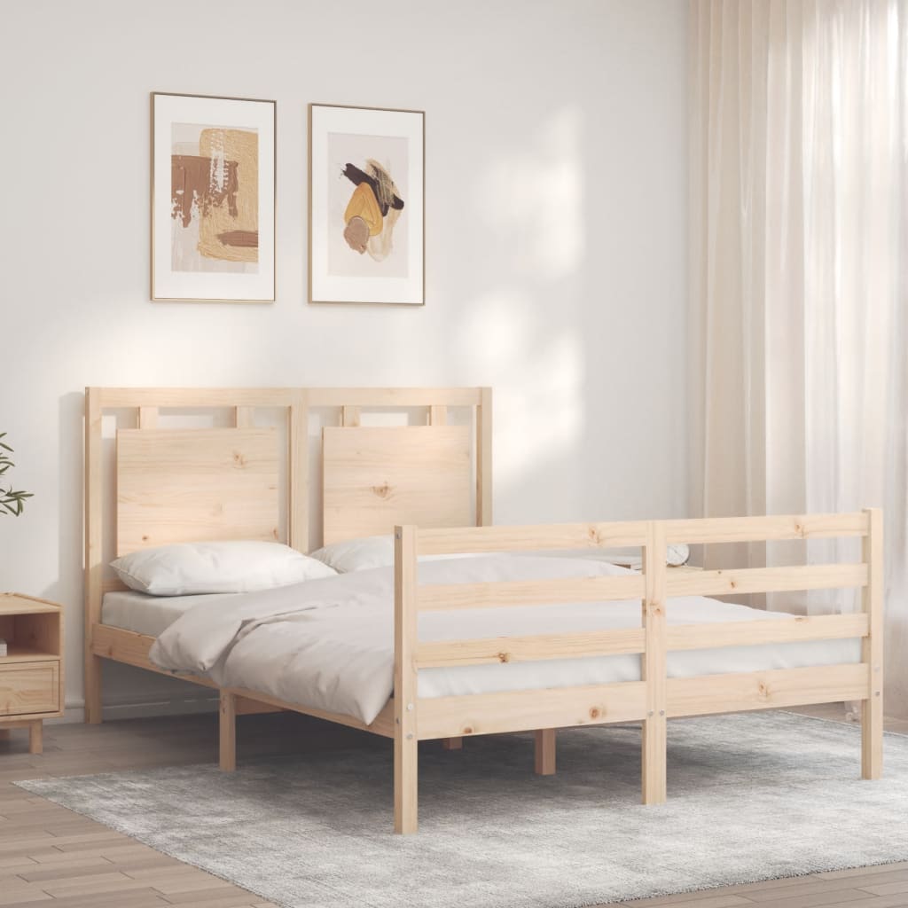 vidaXL Bed Frame with Headboard Solid Wood