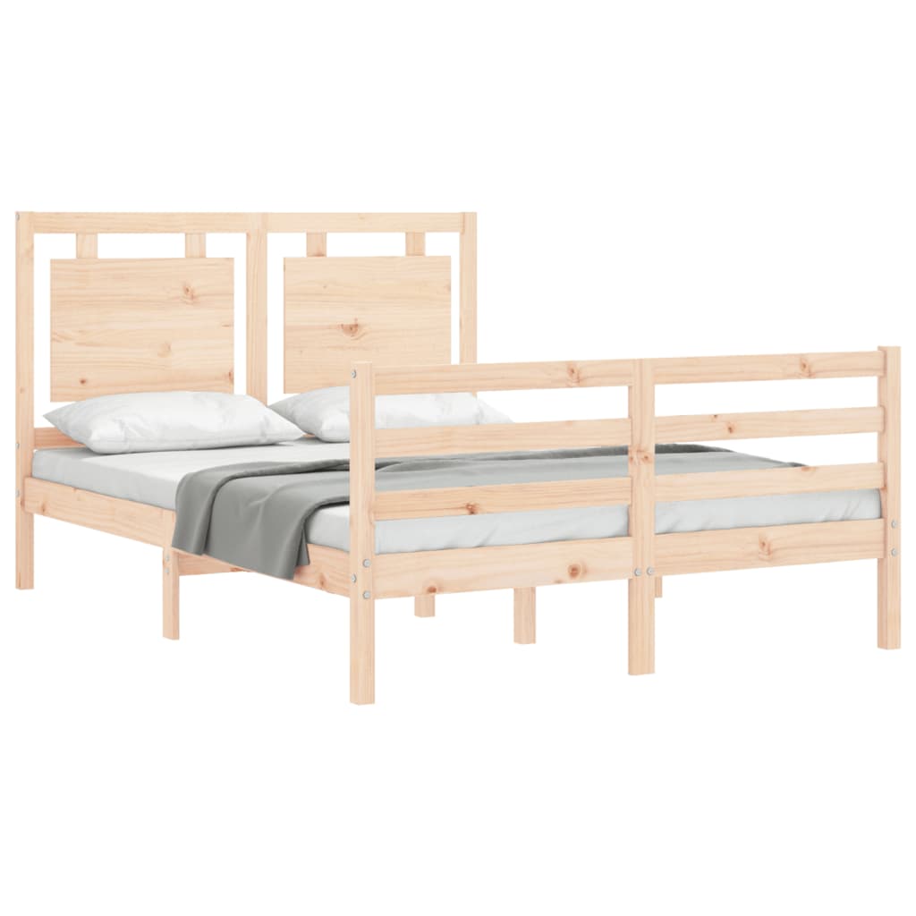 vidaXL Bed Frame with Headboard Solid Wood