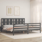 vidaXL Bedframe met hoofdbord massief hout grijs 200x200 cm