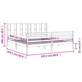 vidaXL Bedframe met hoofdbord massief hout grijs 200x200 cm