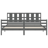 vidaXL Bedframe met hoofdbord massief hout grijs 200x200 cm