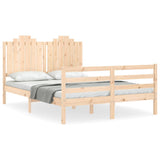 vidaXL Bed Frame with Headboard Solid Wood