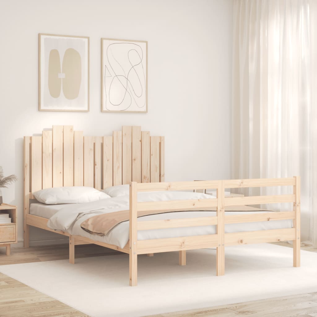 vidaXL Bed Frame with Headboard Solid Wood