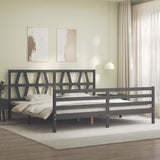 vidaXL Bed Frame with Headboard Solid Wood Grey 200x200 cm