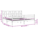 vidaXL Bed Frame with Headboard Solid Wood Grey 200x200 cm