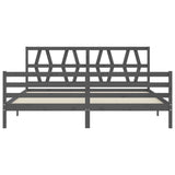 vidaXL Bed Frame with Headboard Solid Wood Grey 200x200 cm