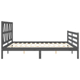 vidaXL Bed Frame with Headboard Solid Wood Grey 200x200 cm