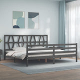 vidaXL Bed Frame with Headboard Solid Wood Grey 200x200 cm