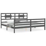 vidaXL Cadre de lit avec dessus de lit massif sans gris 200x200 cm