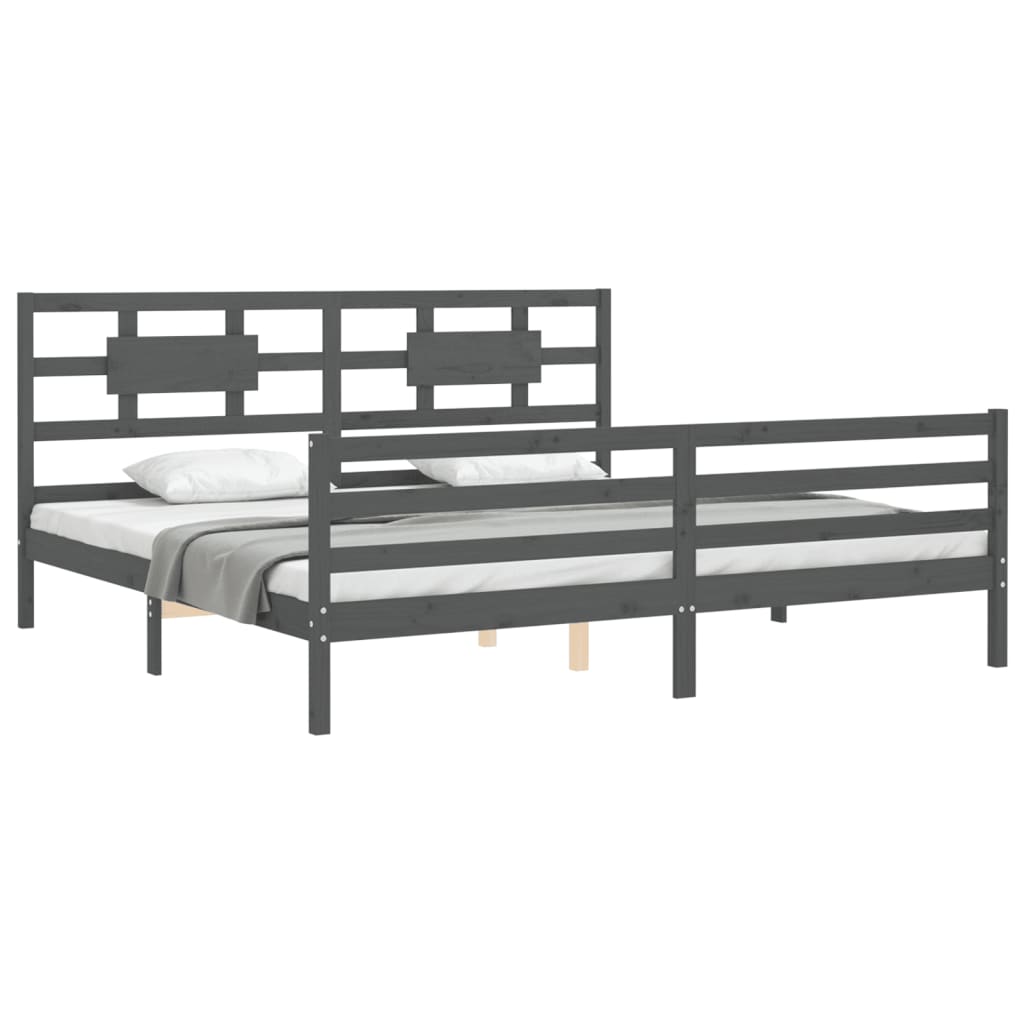 vidaXL Cadre de lit avec dessus de lit massif sans gris 200x200 cm