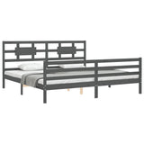 vidaXL Cadre de lit avec dessus de lit massif sans gris 200x200 cm