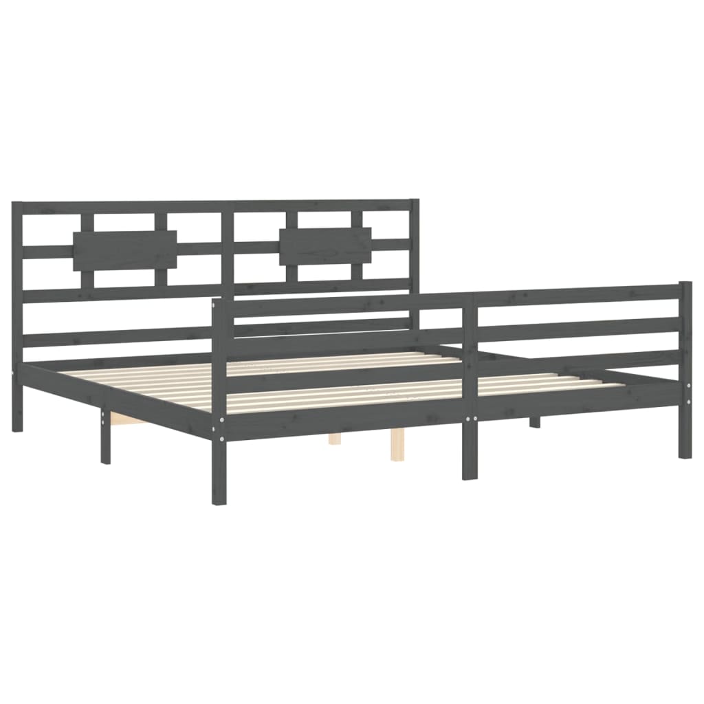 vidaXL Cadre de lit avec dessus de lit massif sans gris 200x200 cm