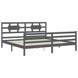 vidaXL Cadre de lit avec dessus de lit massif sans gris 200x200 cm
