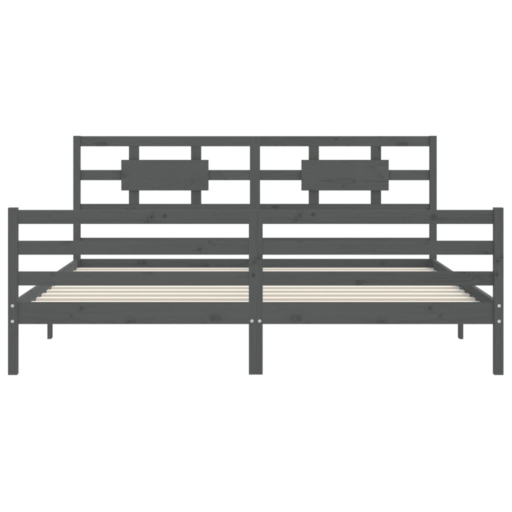 vidaXL Cadre de lit avec dessus de lit massif sans gris 200x200 cm