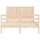 vidaXL Bed Frame with Headboard Solid Wood