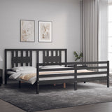 vidaXL Bed Frame with Headboard Solid Wood Grey 200x200 cm