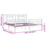 vidaXL Bed Frame with Headboard Solid Wood Grey 200x200 cm