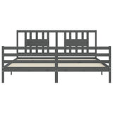 vidaXL Bed Frame with Headboard Solid Wood Grey 200x200 cm