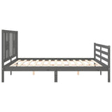 vidaXL Bed Frame with Headboard Solid Wood Grey 200x200 cm