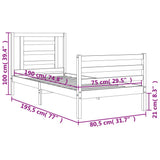 vidaXL Bedframe met hoofdbord massief hout wit