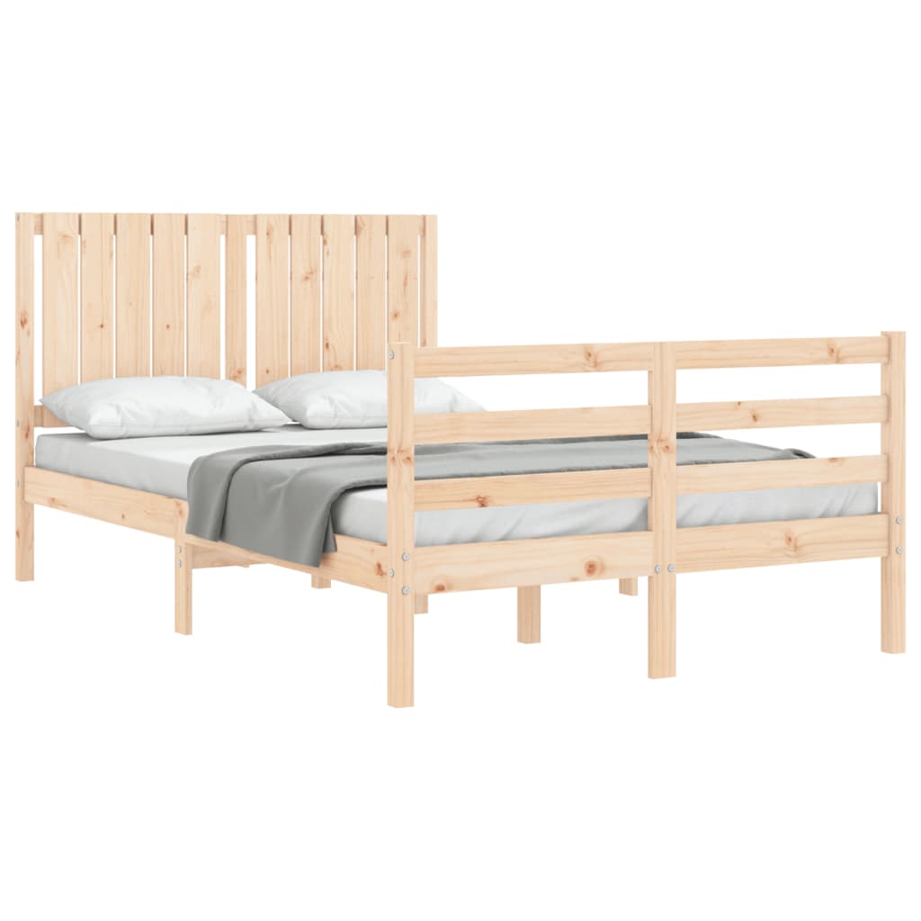 vidaXL Bed Frame with Headboard Solid Wood