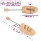 vidaXL Shoe Stretchers 2 Pairs Size 35-38 Solid Lotus Wood
