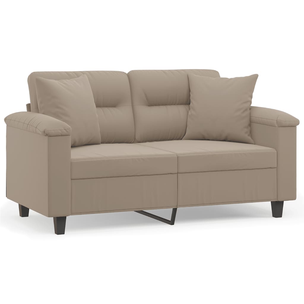 vidaXL Tweezitsbank met kussens 120 cm microvezelstof taupe