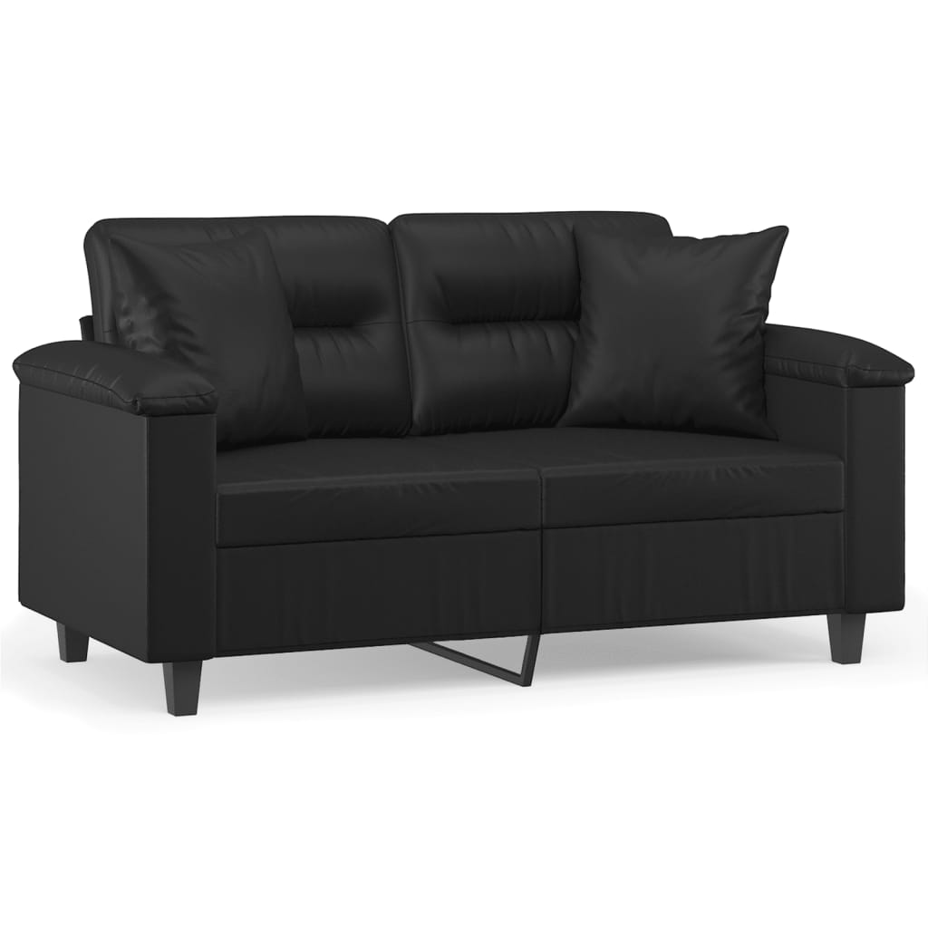 vidaXL Tweezitsbank met sierkussens 120 cm kunstleer zwart