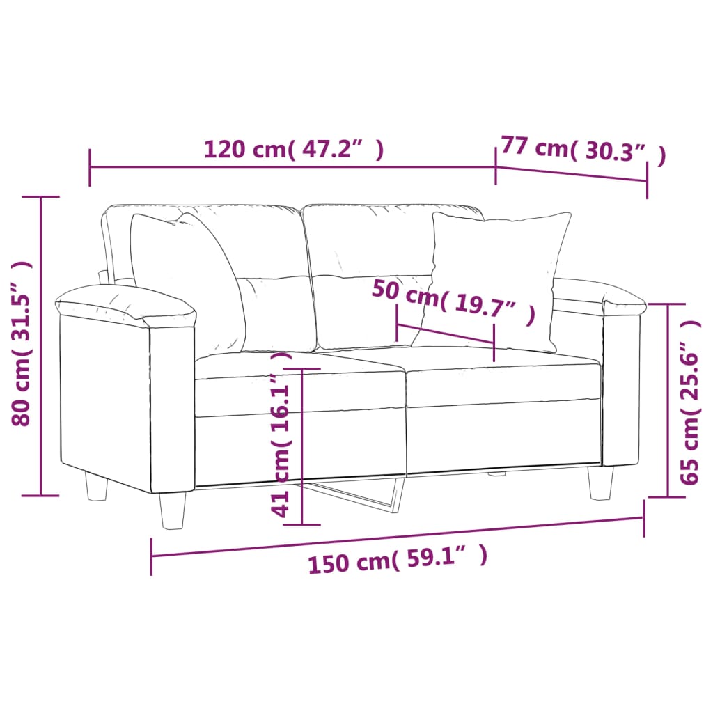 vidaXL Tweezitsbank met sierkussens 120 cm kunstleer zwart