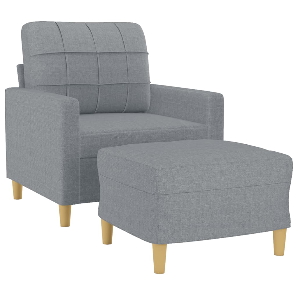 vidaXL Fauteuil met voetenbank 60 cm stof lichtgrijs