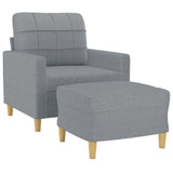 vidaXL Fauteuil met voetenbank 60 cm stof lichtgrijs