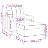 vidaXL Fauteuil met voetenbank 60 cm stof lichtgrijs