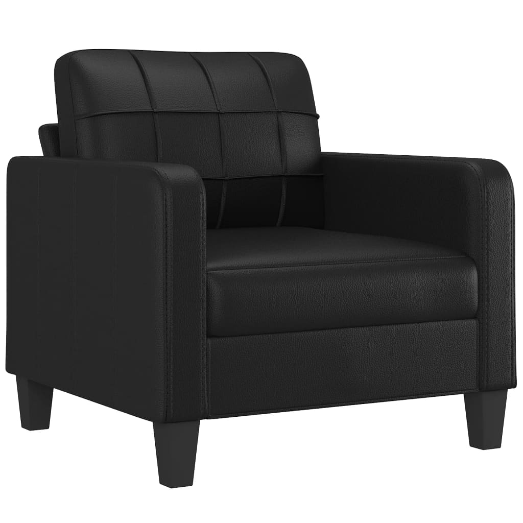 vidaXL Fauteuil met voetenbank 60 cm kunstleer zwart