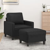 vidaXL Fauteuil met voetenbank 60 cm kunstleer zwart
