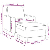 vidaXL Fauteuil avec banque de rangement 60 cm gris gris