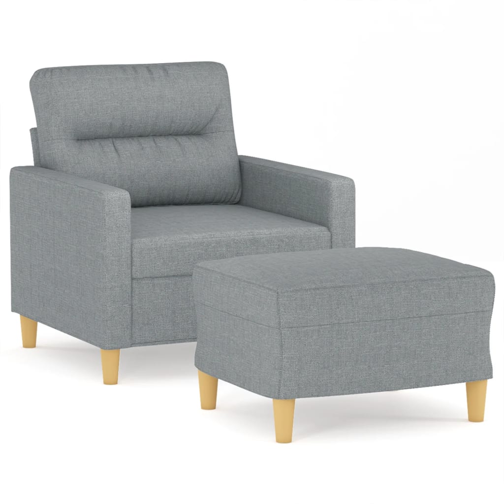 vidaXL Fauteuil met voetenbank 60 cm stof lichtgrijs