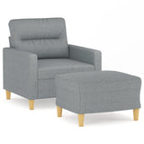 vidaXL Fauteuil met voetenbank 60 cm stof lichtgrijs