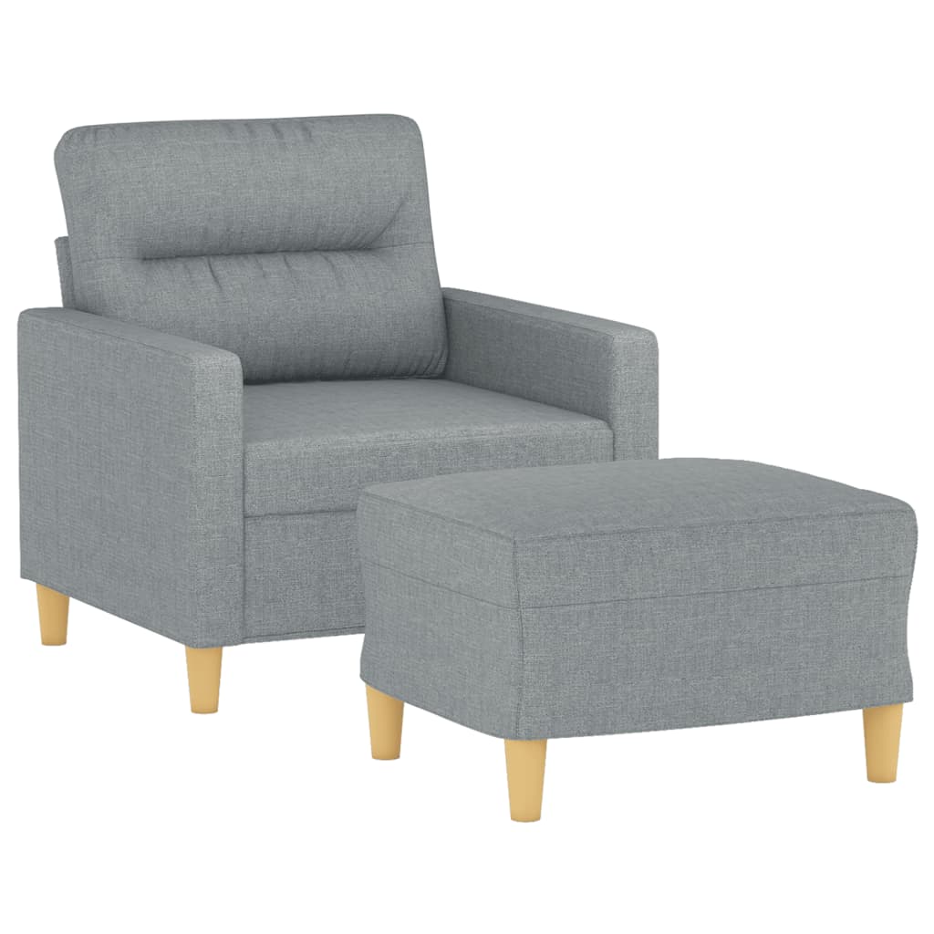 vidaXL Fauteuil met voetenbank 60 cm stof lichtgrijs