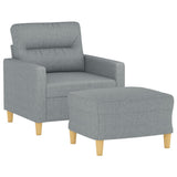 vidaXL Fauteuil met voetenbank 60 cm stof lichtgrijs